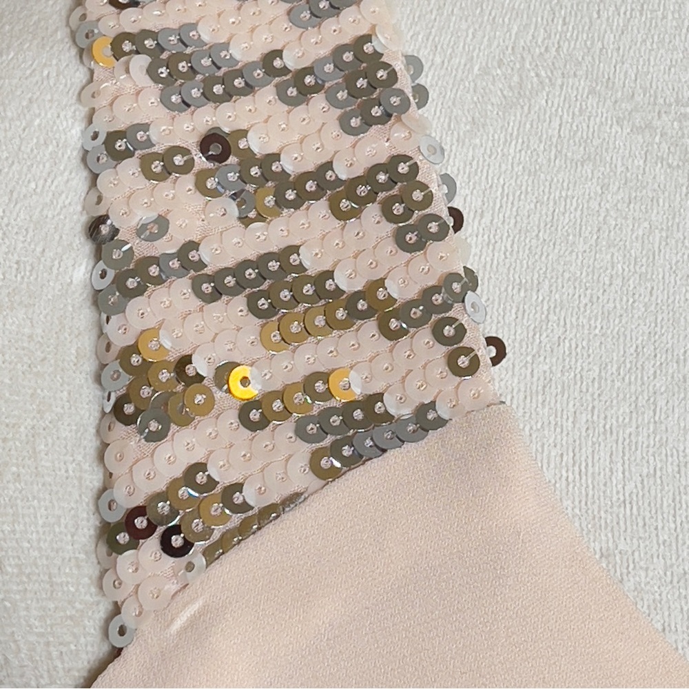 Forever 21 Light Peach Layered Tank Top Sequin Strap Chiffon Double Tier Medium - Picture 6 of 9